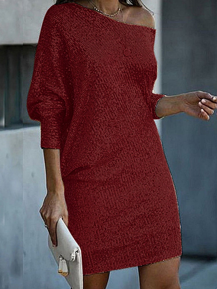 Lantern Sleeve Sequin Dress