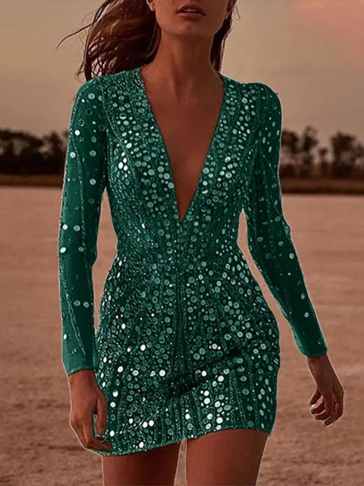 Delicate Cutout Sparkling Mini Dress